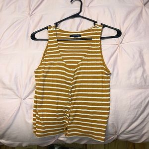 Yellow and white American Eagle tank top